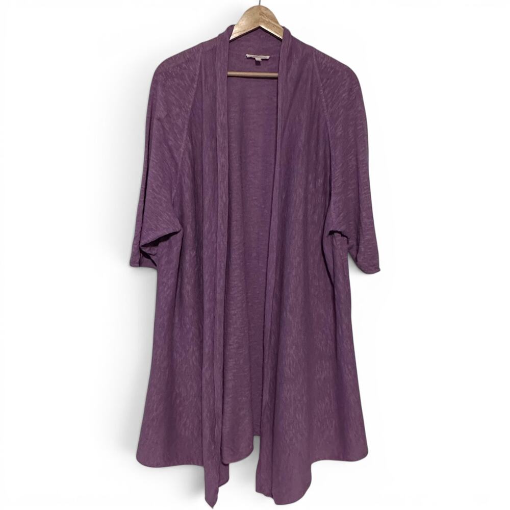 Eileen Fisher Lilac Linen/Cotton Open Front Short Sleeve Duster Cardigan (3X)